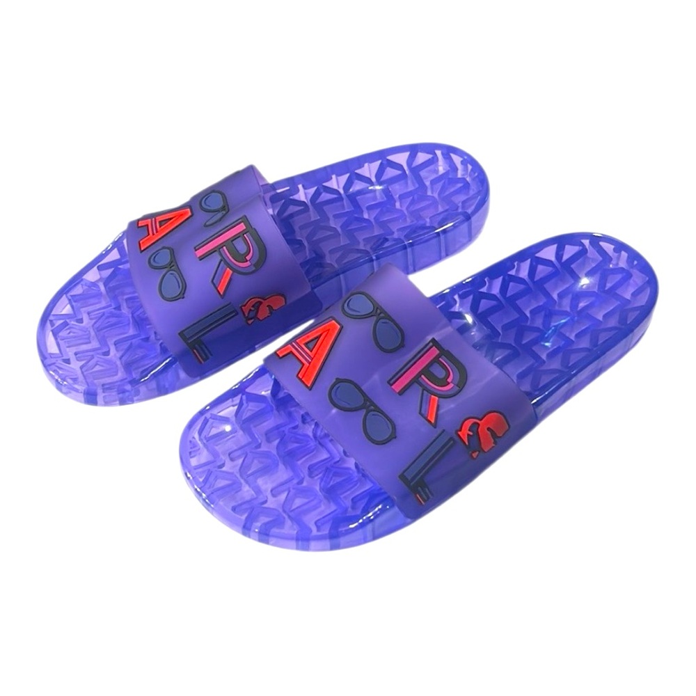 Karl Lagerfeld Tylee Blue Smoke Translucent Pool Slides Womens Size 10 NEW - Picture 2 of 8